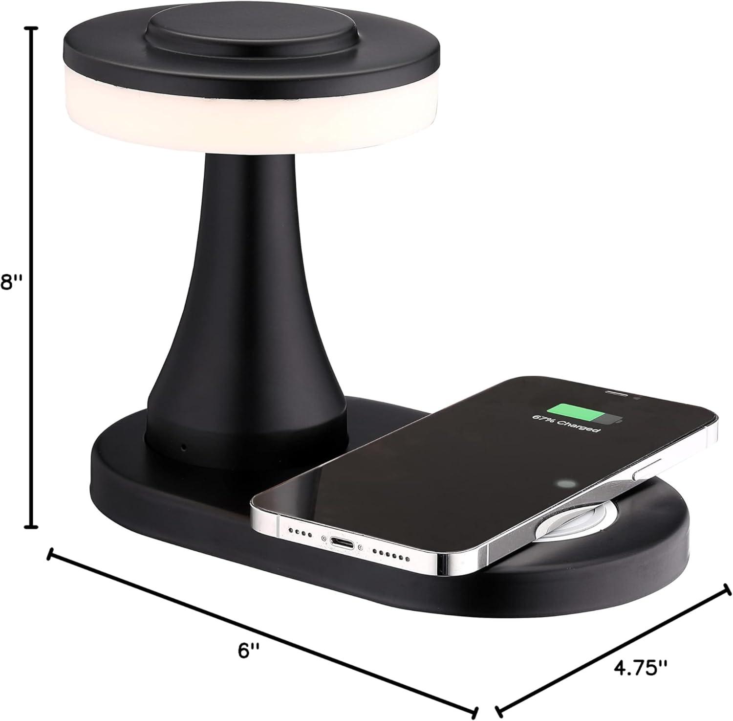 imageOBright  Portable LED Table Lamp with Wireless Charging Pad Dimmable and Rechargeable Night Lamp Ambient Light for PatioRestaurantNursery Bedside Nightstand Lamp Brushed NickelMatte Black