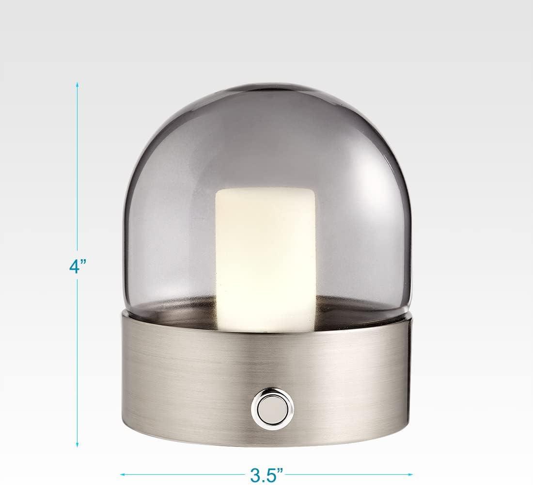 imageOBright Chiara  Cordless LED Table Lamp 3 Light Modes Rechargeable Battery Up to 12 Hours Flameless Candle Lamp for Restaurant Night Light for Kids Nursery Bedside Lamp Brushed Nickel