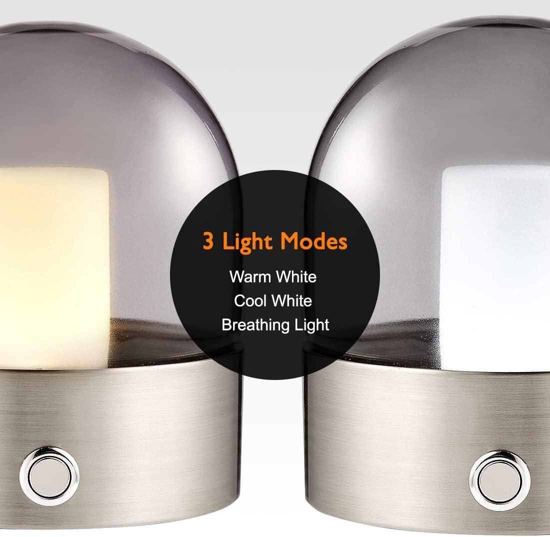 imageOBright Chiara  Cordless LED Table Lamp 3 Light Modes Rechargeable Battery Up to 12 Hours Flameless Candle Lamp for Restaurant Night Light for Kids Nursery Bedside Lamp Brushed Nickel