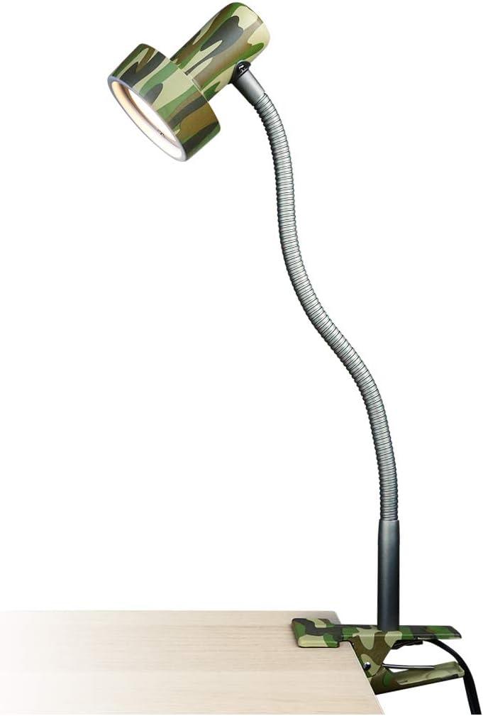 imageOBright LED Clip on Light for Bed HeadboardDesk Dimmable LED Desk Lamp with Metal Clamp 5W LED Flexible Gooseneck Adjustable Brightness for EyeCare Reading Vintage Design Camouflage