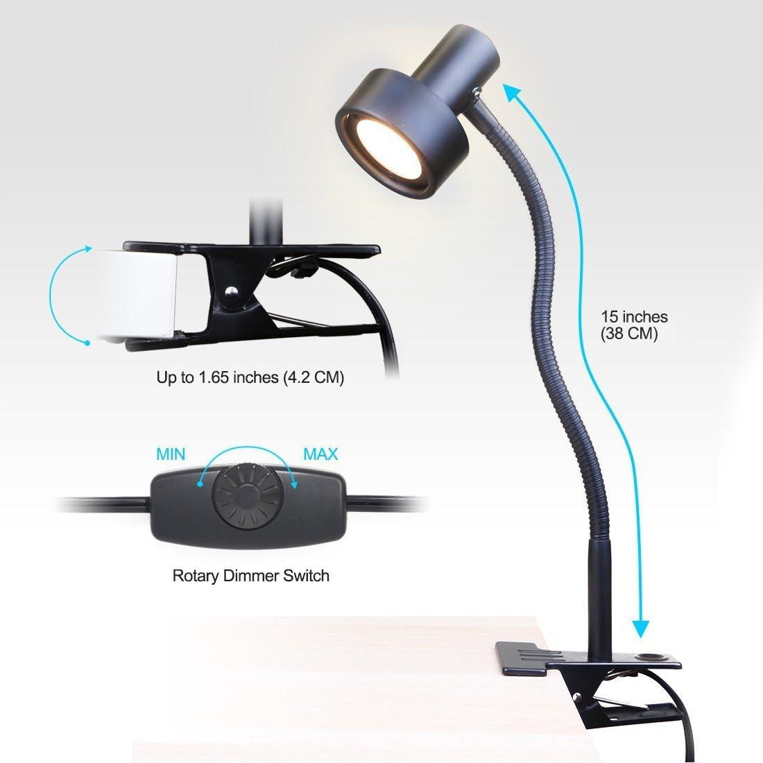 imageOBright Luxor  Dimmable LED Desk Lamp with Gooseneck BlackClip onBlackClip on