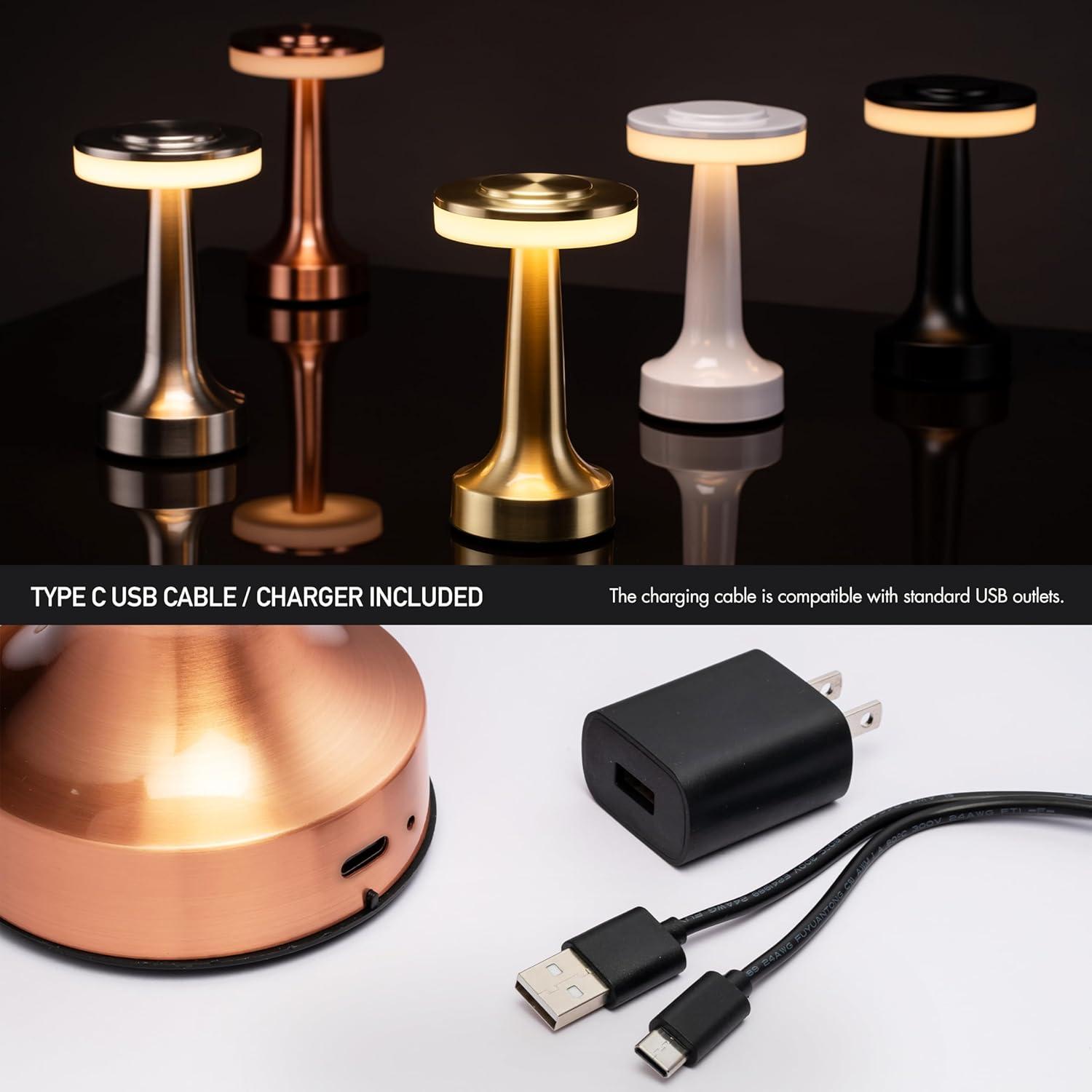 imageOBright Portable LED Table Lamp with Touch Sensor RGB Light Dimmable Rechargeable Battery Night Light for Kids Nursery Nightstand Lamp Bedside Lamp White MarbleRose Gold