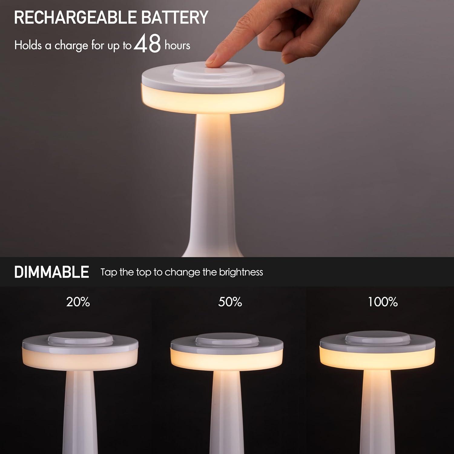 imageOBright Portable LED Table Lamp with Touch Sensor RGB Light Dimmable Rechargeable Battery Night Light for Kids Nursery Nightstand Lamp Bedside Lamp White MarblePiano White