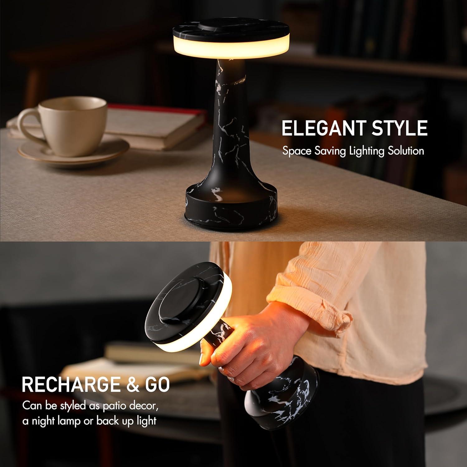 imageOBright Portable LED Table Lamp with Touch Sensor RGB Light Dimmable Rechargeable Battery Night Light for Kids Nursery Nightstand Lamp Bedside Lamp White MarbleXRGBBlack Marble