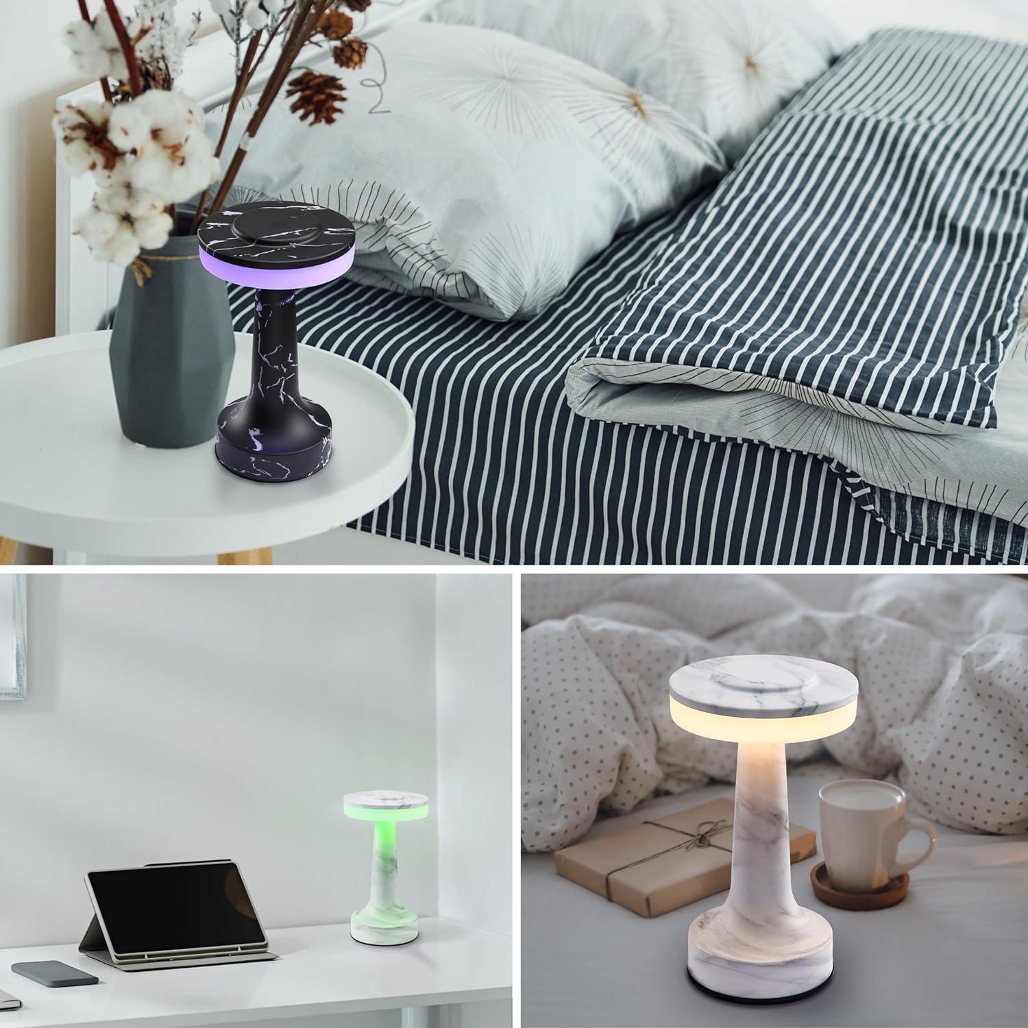 imageOBright Portable LED Table Lamp with Touch Sensor RGB Light Dimmable Rechargeable Battery Night Light for Kids Nursery Nightstand Lamp Bedside Lamp White MarbleXRGBWhite Marble