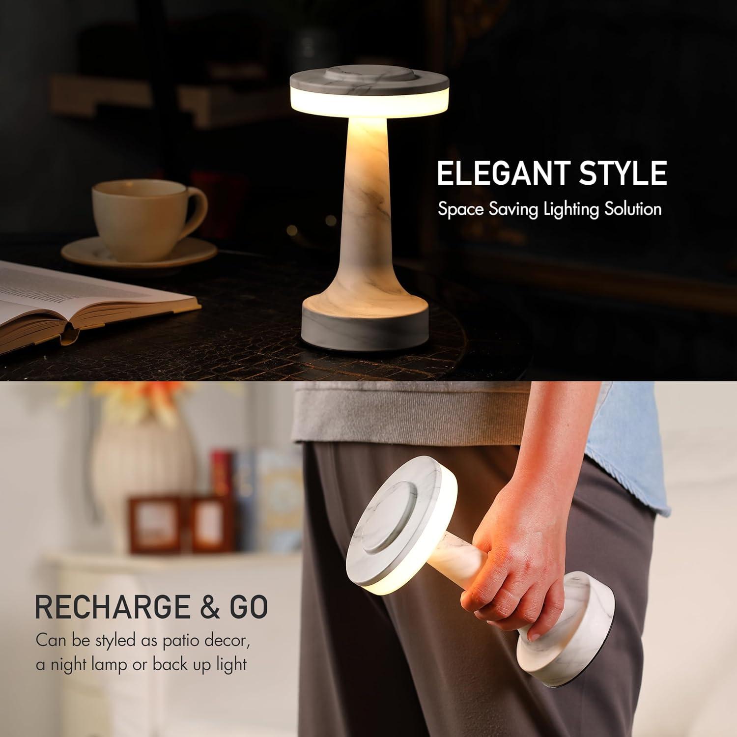imageOBright Portable LED Table Lamp with Touch Sensor RGB Light Dimmable Rechargeable Battery Night Light for Kids Nursery Nightstand Lamp Bedside Lamp White MarbleXRGBWhite Marble
