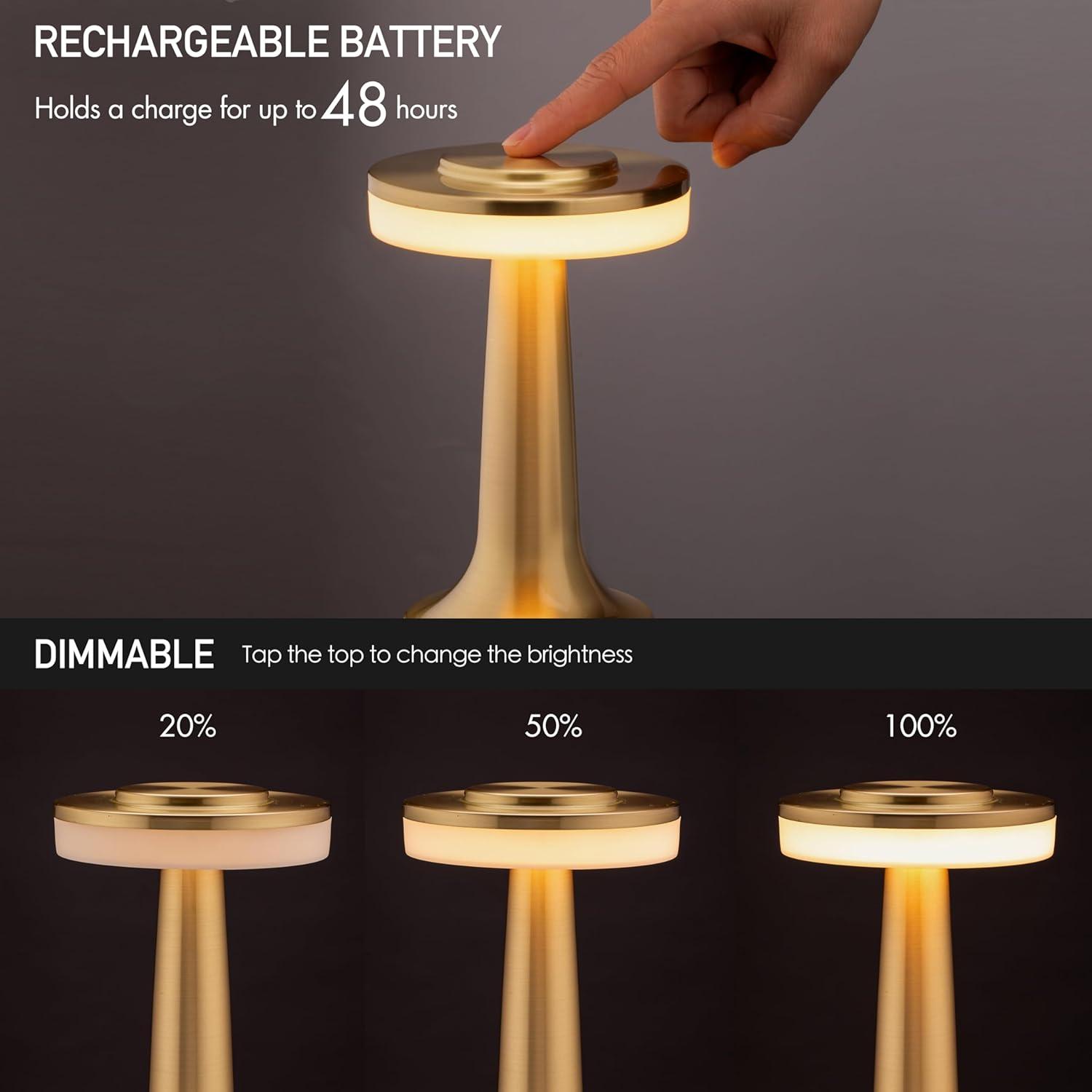 imageOBright Portable LED Table Lamp with Touch Sensor RGB Light Dimmable Rechargeable Battery Night Light for Kids Nursery Nightstand Lamp Bedside Lamp White MarbleGold