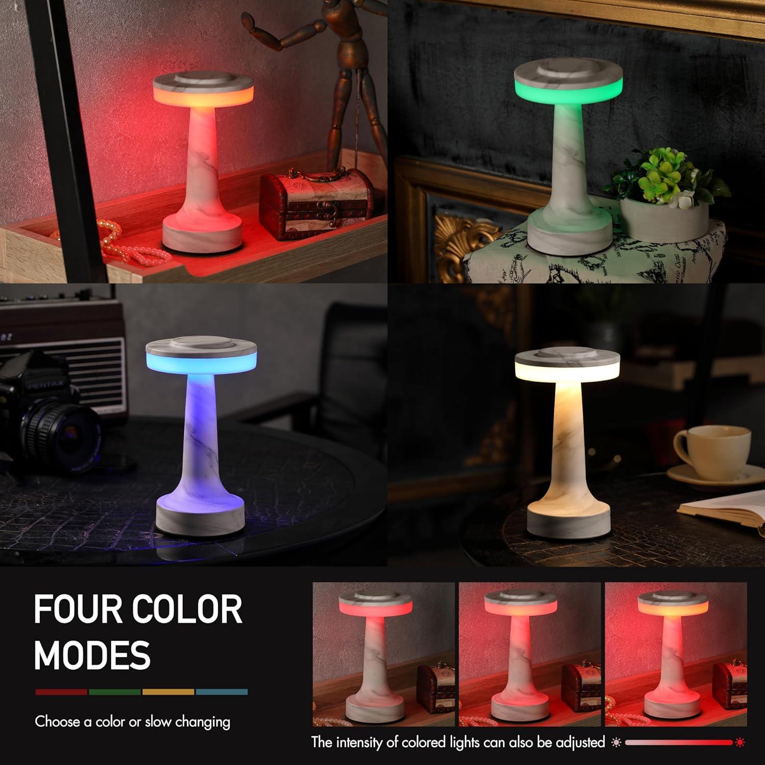 imageOBright Portable LED Table Lamp with Touch Sensor RGB Light Dimmable Rechargeable Battery Night Light for Kids Nursery Nightstand Lamp Bedside Lamp White MarbleXRGBWhite Marble