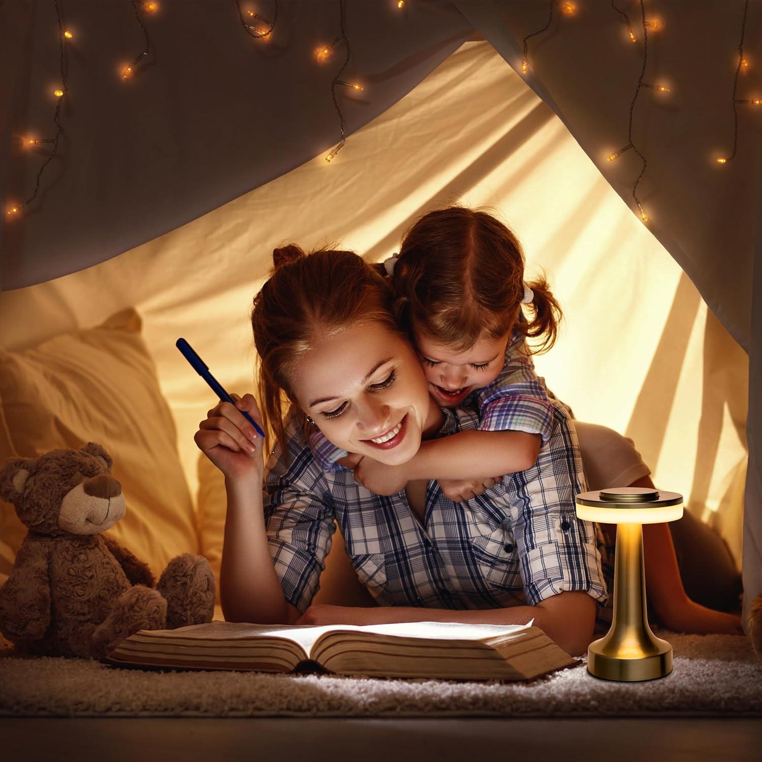 imageOBright Portable LED Table Lamp with Touch Sensor RGB Light Dimmable Rechargeable Battery Night Light for Kids Nursery Nightstand Lamp Bedside Lamp White MarbleGold