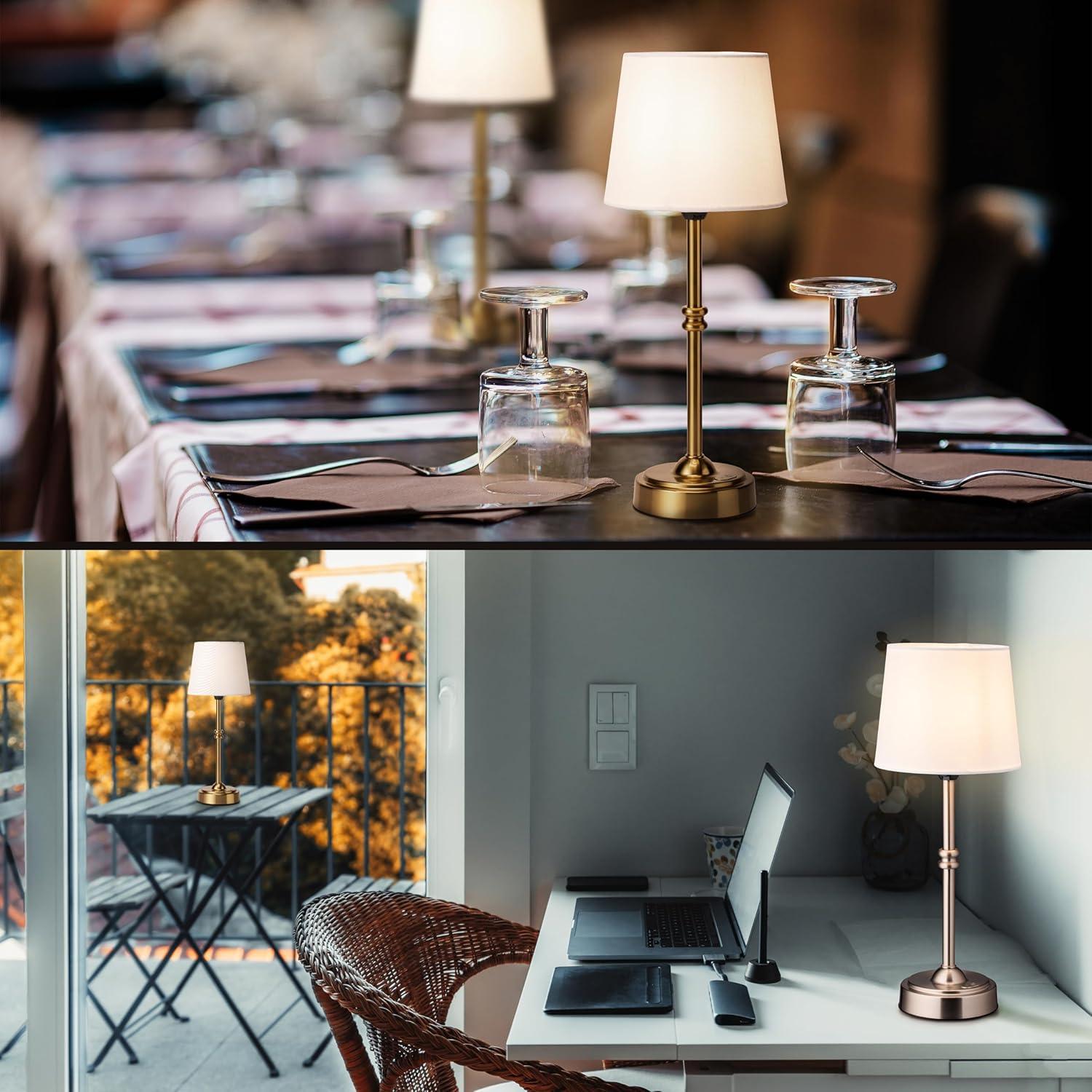 imageOBright Seraph  Cordless LED Table Lamp with Dimmer Builtin Rechargeable Battery 3Level Brightness Patio Table Lamp Bedside Night Lamp Ambient Light for Restaurant BlackBrushed Nickel