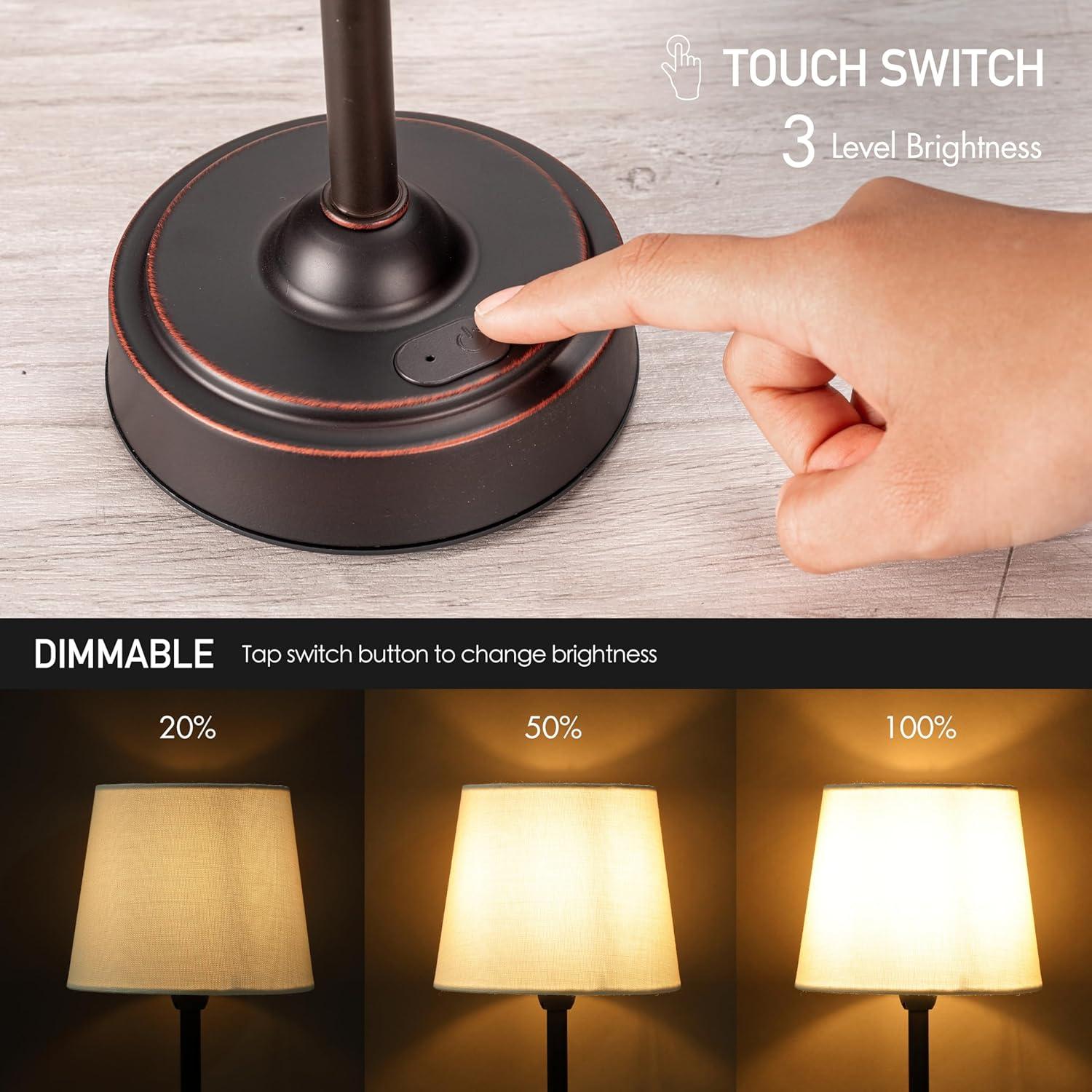 imageOBright Seraph  Cordless LED Table Lamp with Dimmer Builtin Rechargeable Battery 3Level Brightness Patio Table Lamp Bedside Night Lamp Ambient Light for Restaurant BlackOilRubbed Bronze