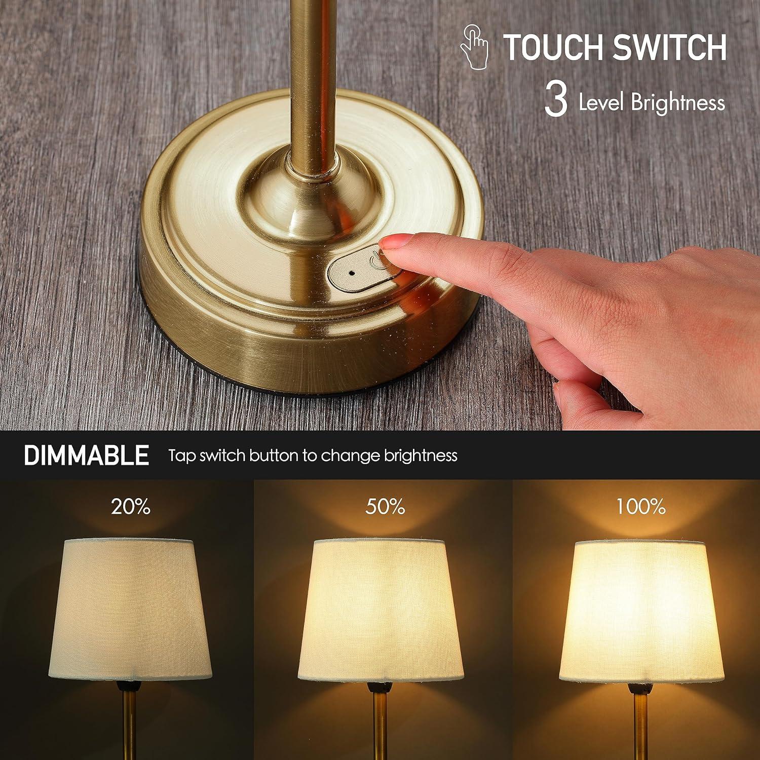imageOBright Seraph  Cordless LED Table Lamp with Dimmer Builtin Rechargeable Battery 3Level Brightness Patio Table Lamp Bedside Night Lamp Ambient Light for Restaurant BlackAntique Brass