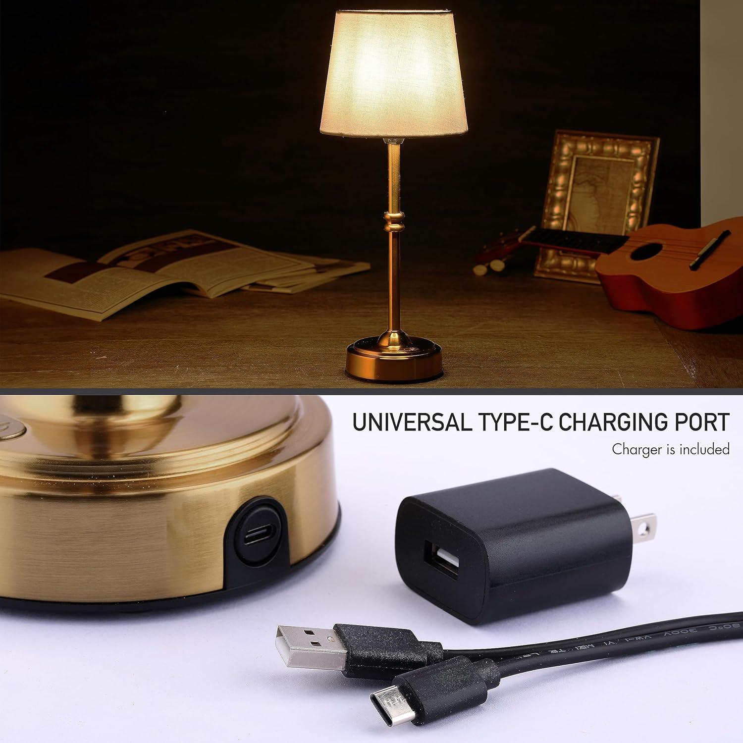 imageOBright Seraph  Cordless LED Table Lamp with Dimmer Builtin Rechargeable Battery 3Level Brightness Patio Table Lamp Bedside Night Lamp Ambient Light for Restaurant BlackAntique Brass