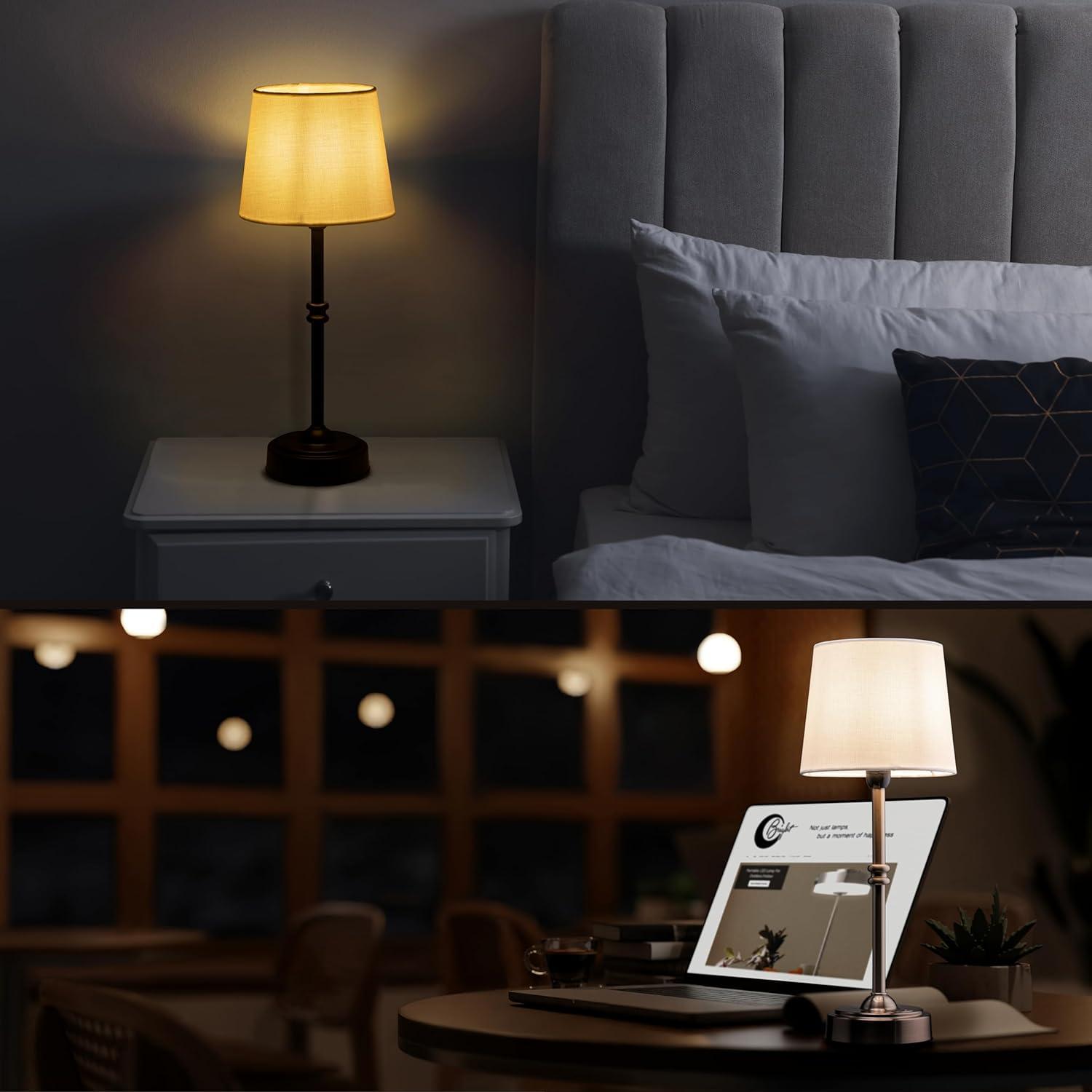 imageOBright Seraph  Cordless LED Table Lamp with Dimmer Builtin Rechargeable Battery 3Level Brightness Patio Table Lamp Bedside Night Lamp Ambient Light for Restaurant BlackBrushed Nickel