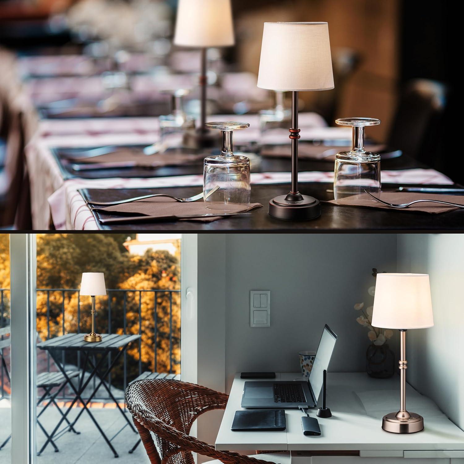 imageOBright Seraph  Cordless LED Table Lamp with Dimmer Builtin Rechargeable Battery 3Level Brightness Patio Table Lamp Bedside Night Lamp Ambient Light for Restaurant BlackOilRubbed Bronze