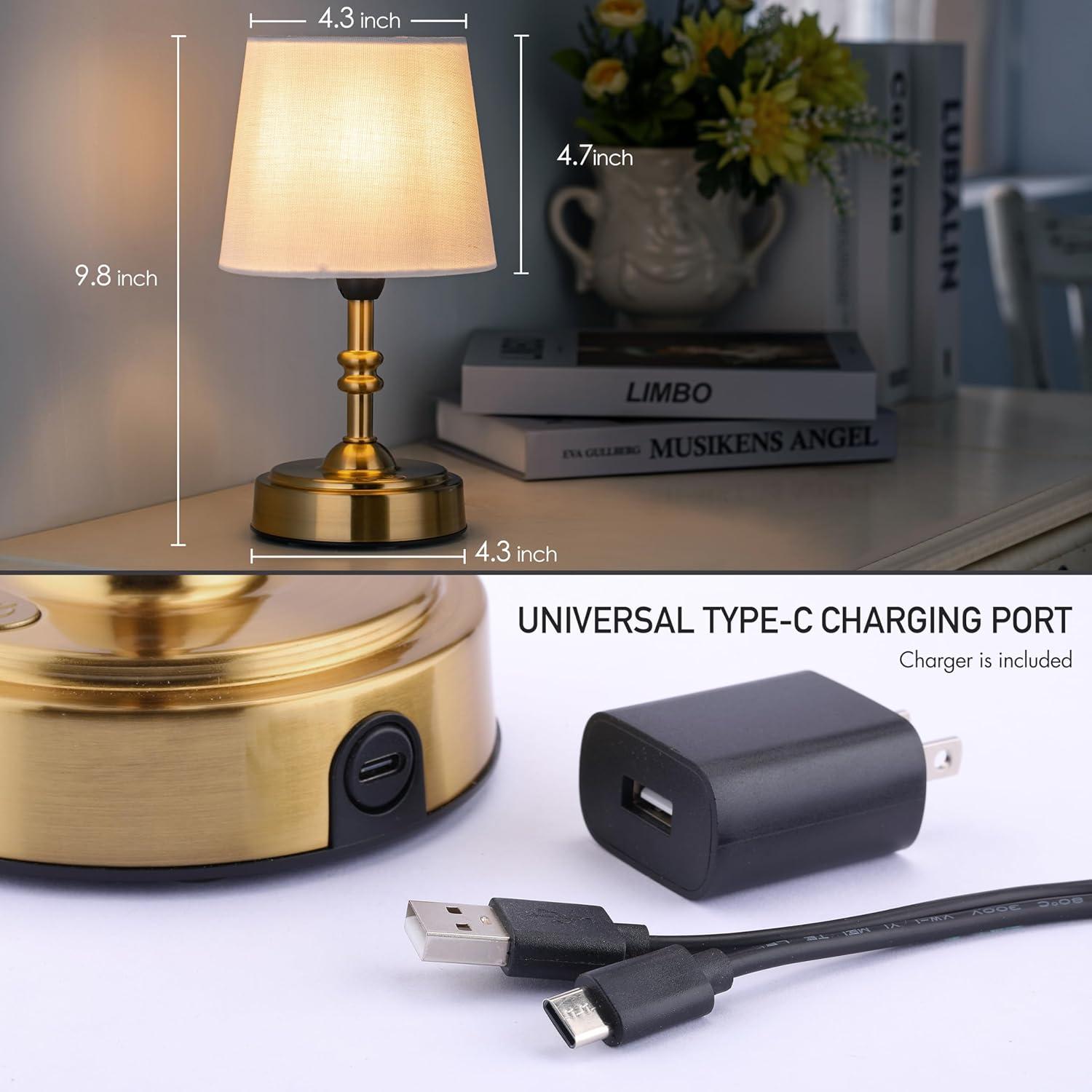 imageOBright Seraph Mini  Cordless LED Table Lamp with Dimmer Builtin Rechargeable Battery 3Level Brightness Patio Table Lamp Bedside Night Lamp Ambient Light for Restaurant Antique BrassAntique Brass