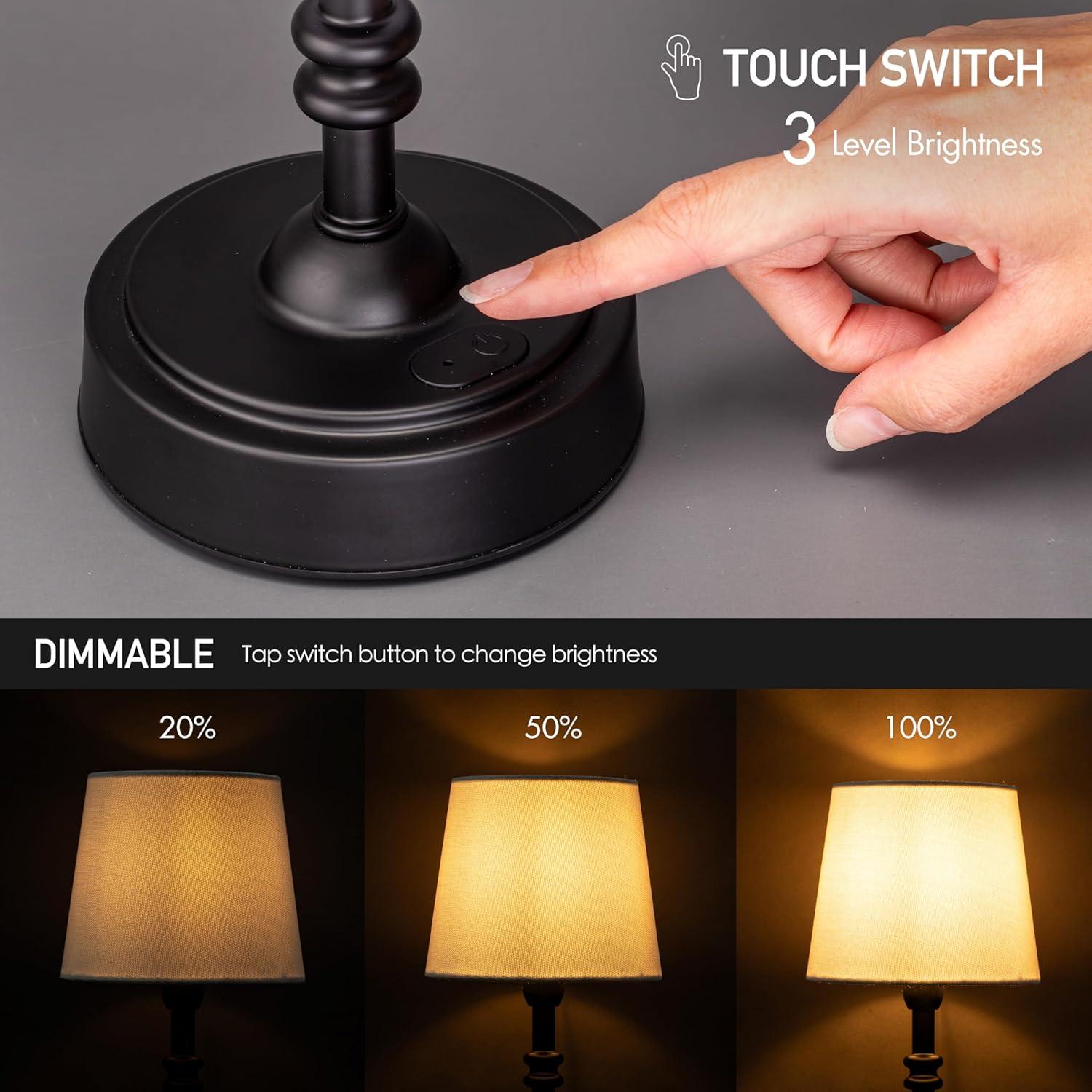 imageOBright Seraph Mini  Cordless LED Table Lamp with Dimmer Builtin Rechargeable Battery 3Level Brightness Patio Table Lamp Bedside Night Lamp Ambient Light for Restaurant Antique BrassBlack