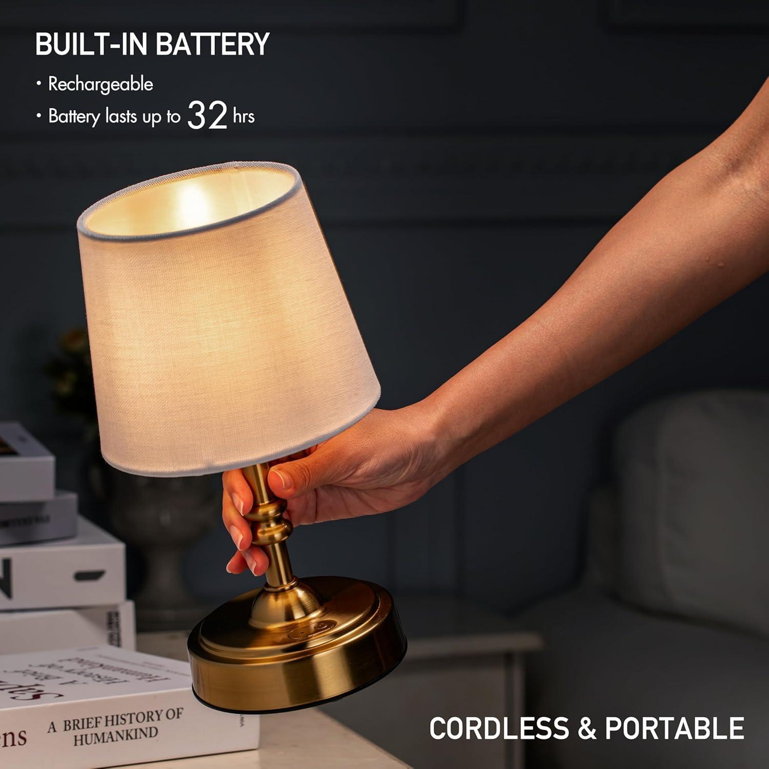 imageOBright Seraph Mini  Cordless LED Table Lamp with Dimmer Builtin Rechargeable Battery 3Level Brightness Patio Table Lamp Bedside Night Lamp Ambient Light for Restaurant Antique BrassAntique Brass