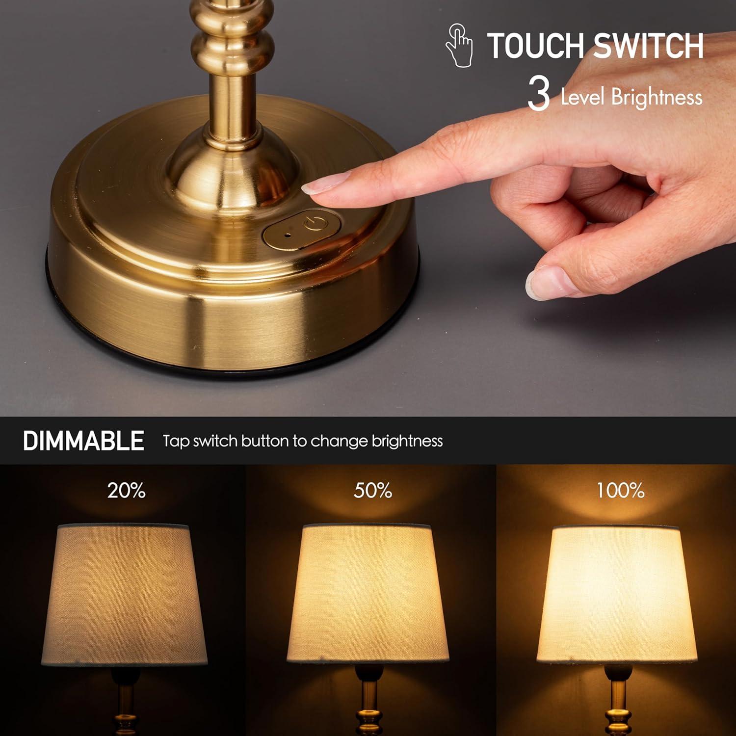 imageOBright Seraph Mini  Cordless LED Table Lamp with Dimmer Builtin Rechargeable Battery 3Level Brightness Patio Table Lamp Bedside Night Lamp Ambient Light for Restaurant Antique BrassAntique Brass
