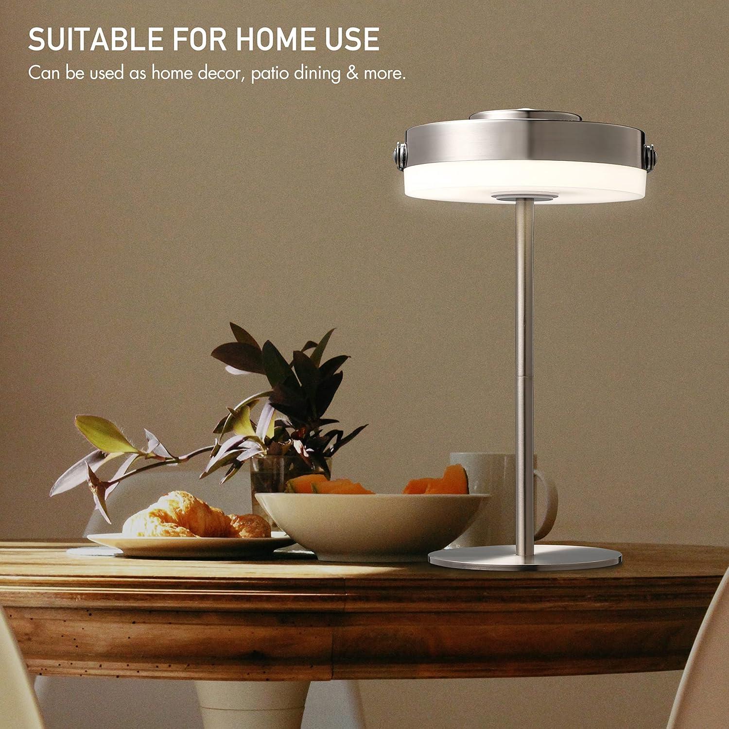 imageOBright Thurlow  Portable LED Lamp for Outdoor  Indoor Builtin Rechargeable Battery IP44 Water Resistant Travel Light Camping Lantern Patio Table Lamp Night Lamp Brushed NickelBrushed Nickel
