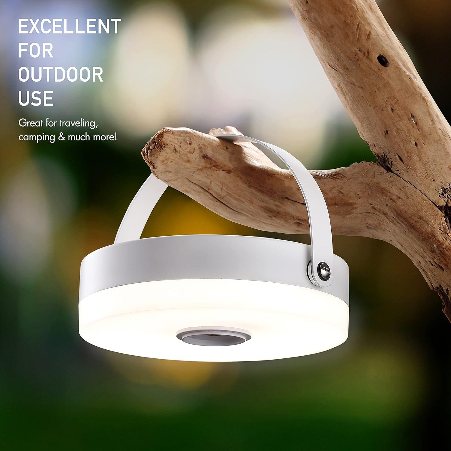 imageOBright Thurlow  Portable LED Lamp for Outdoor  Indoor Builtin Rechargeable Battery IP44 Water Resistant Travel Light Camping Lantern Patio Table Lamp Night Lamp Brushed NickelWhite