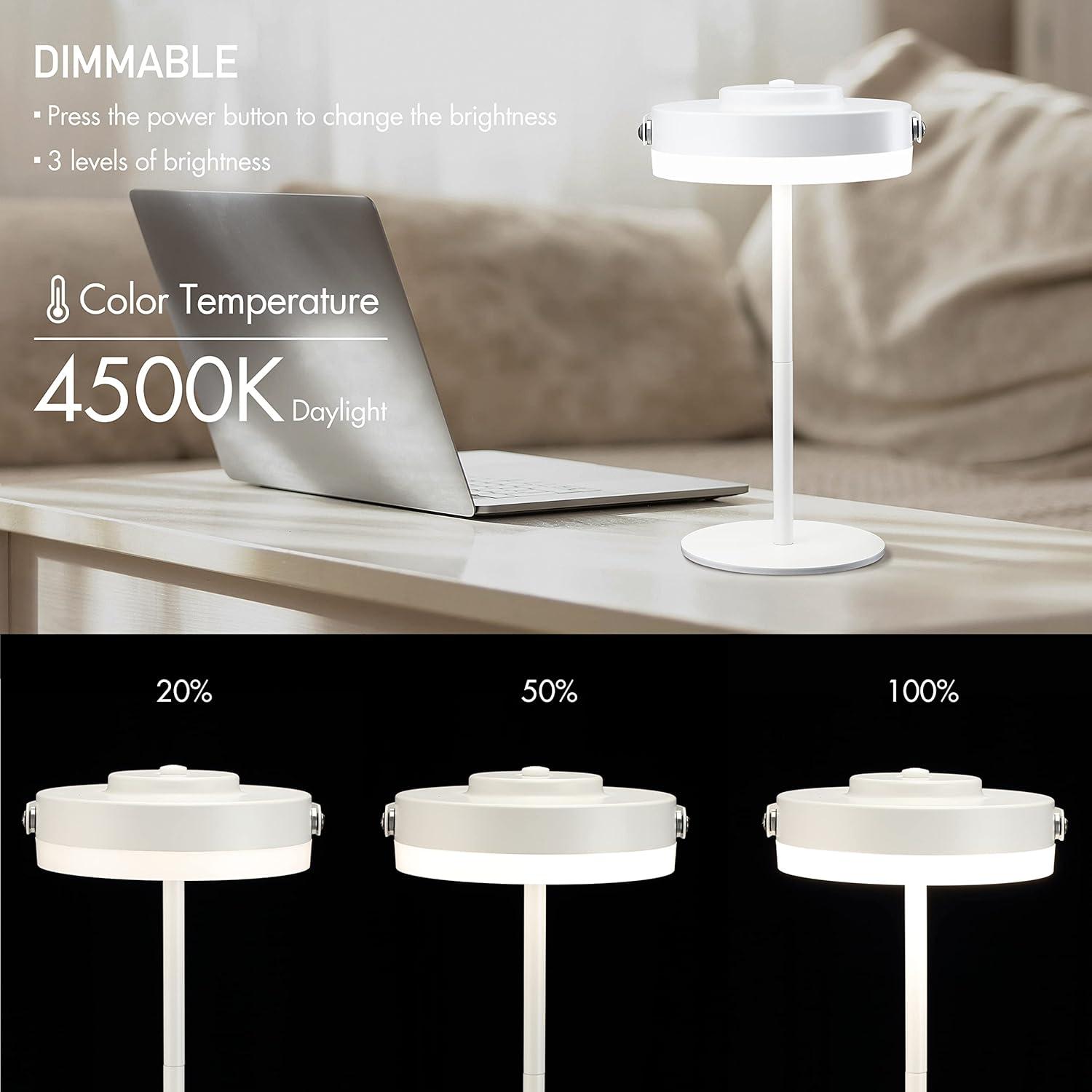 imageOBright Thurlow  Portable LED Lamp for Outdoor  Indoor Builtin Rechargeable Battery IP44 Water Resistant Travel Light Camping Lantern Patio Table Lamp Night Lamp Brushed NickelWhite