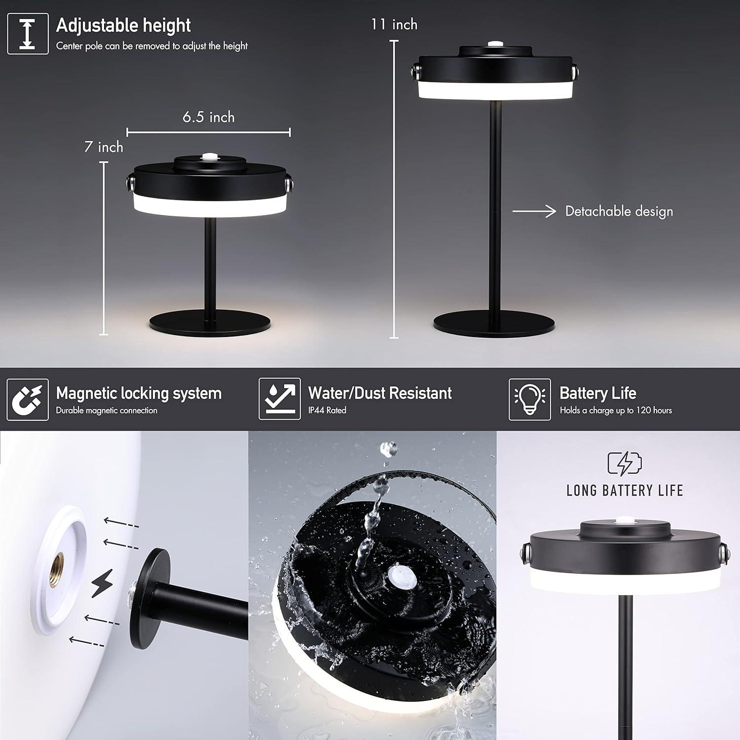 imageOBright Thurlow  Portable LED Lamp for Outdoor  Indoor Builtin Rechargeable Battery IP44 Water Resistant Travel Light Camping Lantern Patio Table Lamp Night Lamp Brushed NickelBlack