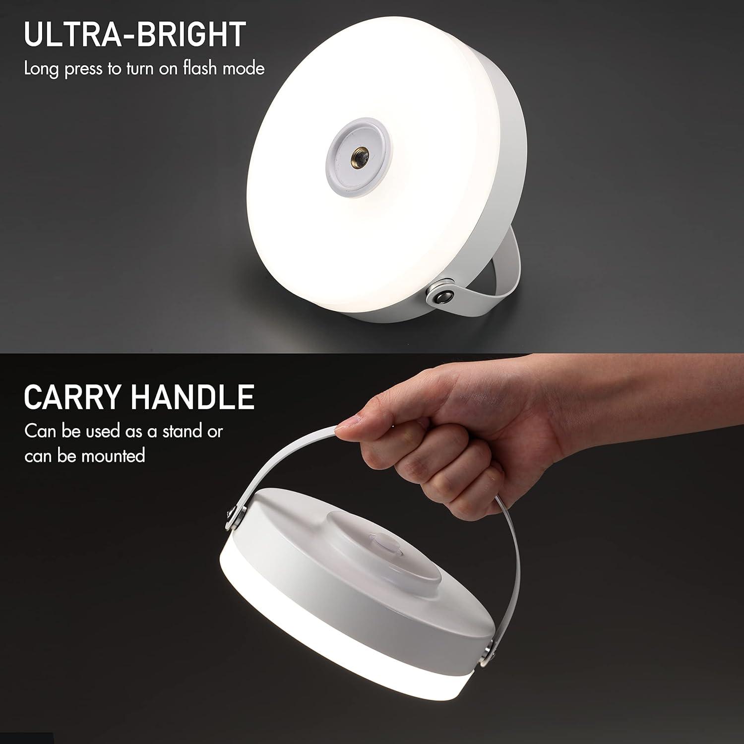 imageOBright Thurlow  Portable LED Lamp for Outdoor  Indoor Builtin Rechargeable Battery IP44 Water Resistant Travel Light Camping Lantern Patio Table Lamp Night Lamp Brushed NickelWhite