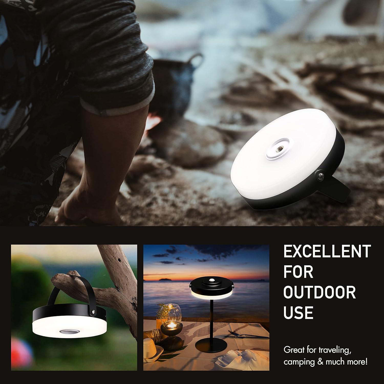 imageOBright Thurlow  Portable LED Lamp for Outdoor  Indoor Builtin Rechargeable Battery IP44 Water Resistant Travel Light Camping Lantern Patio Table Lamp Night Lamp Brushed NickelBlack