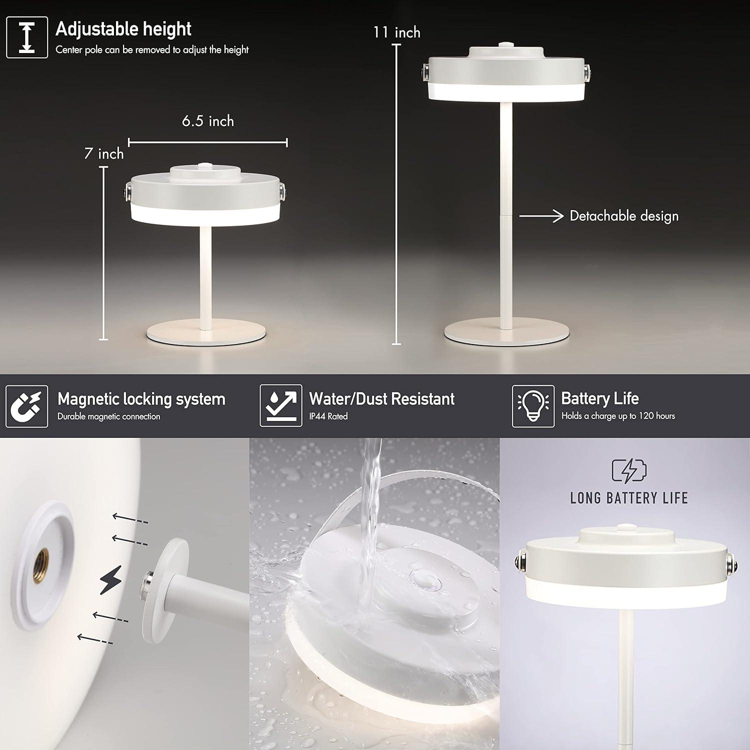 imageOBright Thurlow  Portable LED Lamp for Outdoor  Indoor Builtin Rechargeable Battery IP44 Water Resistant Travel Light Camping Lantern Patio Table Lamp Night Lamp Brushed NickelWhite