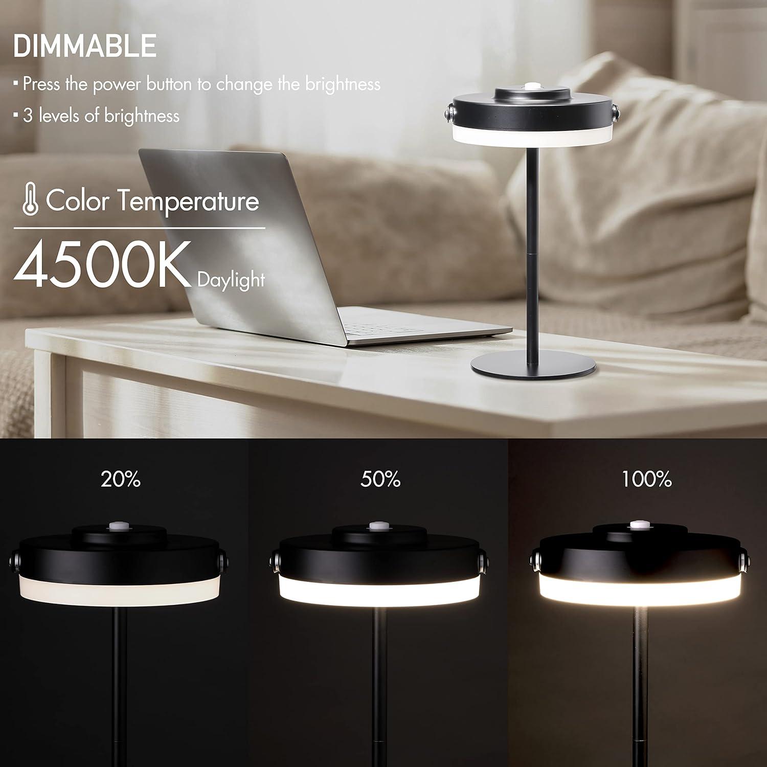 imageOBright Thurlow  Portable LED Lamp for Outdoor  Indoor Builtin Rechargeable Battery IP44 Water Resistant Travel Light Camping Lantern Patio Table Lamp Night Lamp Brushed NickelBlack