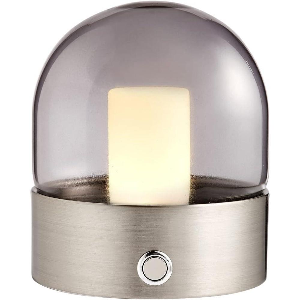 imageOBright Chiara  Cordless LED Table Lamp 3 Light Modes Rechargeable Battery Up to 12 Hours Flameless Candle Lamp for Restaurant Night Light for Kids Nursery Bedside Lamp Brushed Nickel