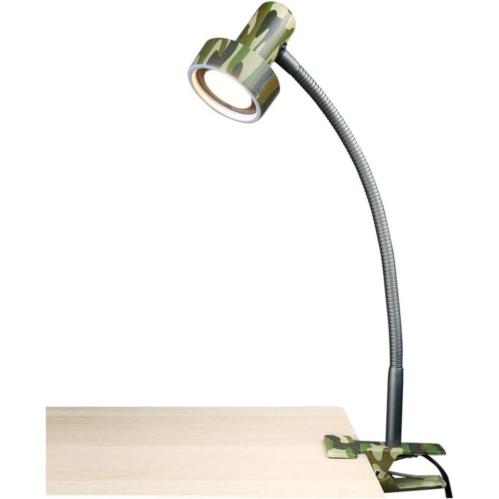 imageOBright LED Clip on Light for Bed HeadboardDesk Dimmable LED Desk Lamp with Metal Clamp 5W LED Flexible Gooseneck Adjustable Brightness for EyeCare Reading Vintage Design Camouflage
