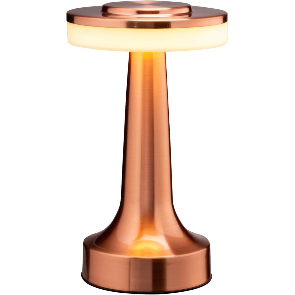 imageOBright Portable LED Table Lamp with Touch Sensor RGB Light Dimmable Rechargeable Battery Night Light for Kids Nursery Nightstand Lamp Bedside Lamp White MarbleRose Gold