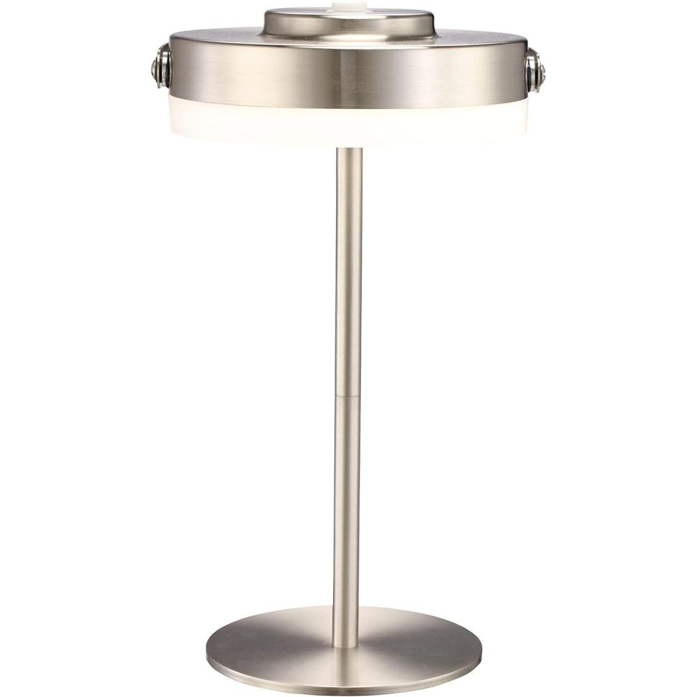 imageOBright Thurlow  Portable LED Lamp for Outdoor  Indoor Builtin Rechargeable Battery IP44 Water Resistant Travel Light Camping Lantern Patio Table Lamp Night Lamp Brushed NickelBrushed Nickel