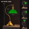 imageOBright Bankers  Cordless LED Table Lamp BatteryOperated Rechargeable 3Level Dimming Universal USBC Charging 180 Swivel Head Luxury Metal Shade Antique BrassAntique BrassGreen Glass