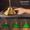 imageOBright Bankers  Cordless LED Table Lamp BatteryOperated Rechargeable 3Level Dimming Universal USBC Charging 180 Swivel Head Luxury Metal Shade Antique BrassAntique BrassGreen Glass