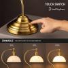 imageOBright Bankers  Cordless LED Table Lamp BatteryOperated Rechargeable 3Level Dimming Universal USBC Charging 180 Swivel Head Luxury Metal Shade Antique BrassAntique BrassWhite Glass