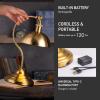 imageOBright Bankers  Cordless LED Table Lamp BatteryOperated Rechargeable 3Level Dimming Universal USBC Charging 180 Swivel Head Luxury Metal Shade Antique BrassAntique Brass