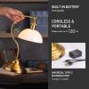 imageOBright Bankers  Cordless LED Table Lamp BatteryOperated Rechargeable 3Level Dimming Universal USBC Charging 180 Swivel Head Luxury Metal Shade Antique BrassAntique BrassWhite Glass