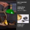 imageOBright Bankers  Cordless LED Table Lamp BatteryOperated Rechargeable 3Level Dimming Universal USBC Charging 180 Swivel Head Luxury Metal Shade Antique BrassAntique BrassGreen Glass