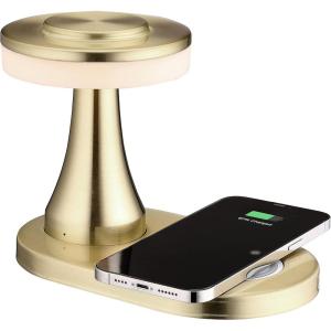 imageOBright  Portable LED Table Lamp with Wireless Charging Pad Dimmable and Rechargeable Night Lamp Ambient Light for PatioRestaurantNursery Bedside Nightstand Lamp Brushed NickelGold