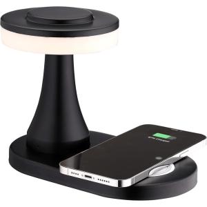 imageOBright  Portable LED Table Lamp with Wireless Charging Pad Dimmable and Rechargeable Night Lamp Ambient Light for PatioRestaurantNursery Bedside Nightstand Lamp Brushed NickelMatte Black