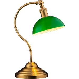 imageOBright Bankers  Cordless LED Table Lamp BatteryOperated Rechargeable 3Level Dimming Universal USBC Charging 180 Swivel Head Luxury Metal Shade Antique BrassAntique BrassGreen Glass