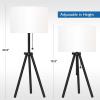 imageOBright Tripod Table Lamp Adjustable in Height 100 Metal Body with Linen Drum Shade Bedside Lamp Nightstand Lamp Side Table Lamp for Living Room Bedroom Office BlackBlack