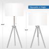 imageOBright Tripod Table Lamp Adjustable in Height 100 Metal Body with Linen Drum Shade Bedside Lamp Nightstand Lamp Side Table Lamp for Living Room Bedroom Office BlackBrushed Nickel