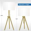imageOBright Tripod Table Lamp Adjustable in Height 100 Metal Body with Linen Drum Shade Bedside Lamp Nightstand Lamp Side Table Lamp for Living Room Bedroom Office BlackAntique Brass