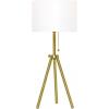 imageOBright Tripod Table Lamp Adjustable in Height 100 Metal Body with Linen Drum Shade Bedside Lamp Nightstand Lamp Side Table Lamp for Living Room Bedroom Office BlackAntique Brass
