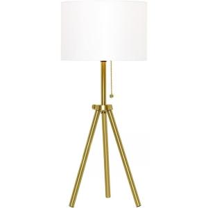 imageOBright Tripod Table Lamp Adjustable in Height 100 Metal Body with Linen Drum Shade Bedside Lamp Nightstand Lamp Side Table Lamp for Living Room Bedroom Office BlackAntique Brass