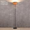 imageOBright Cascade Floor Lamp  Modern Wooden Layered Lampshade E26 Socket Pull Chain Switch Metal Base Standing Lamp for Living Room Bedroom Office BlackBlack